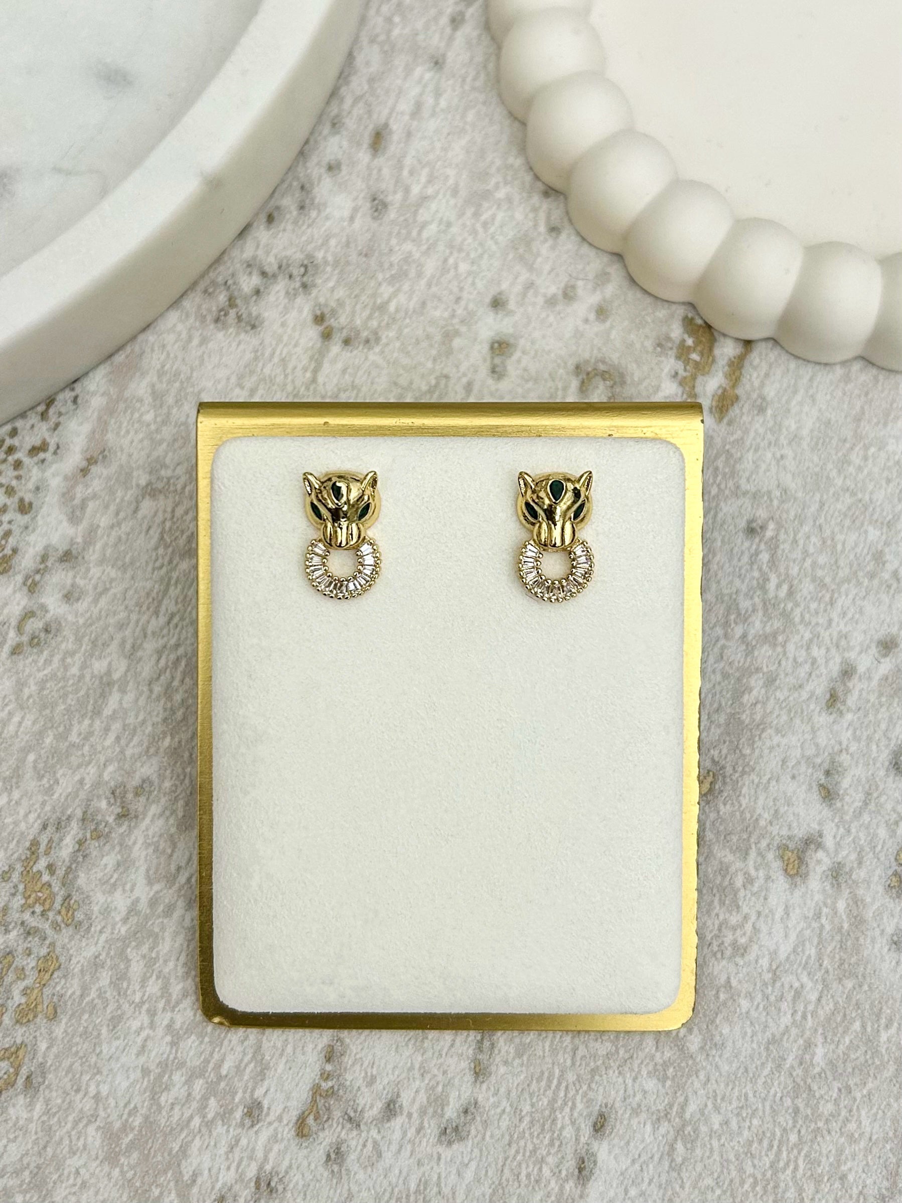 Gold Small Panther Earrings