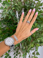 Delicate Adjustable Bracelet With Triple Entwined Diamante Circles (2 Colours)