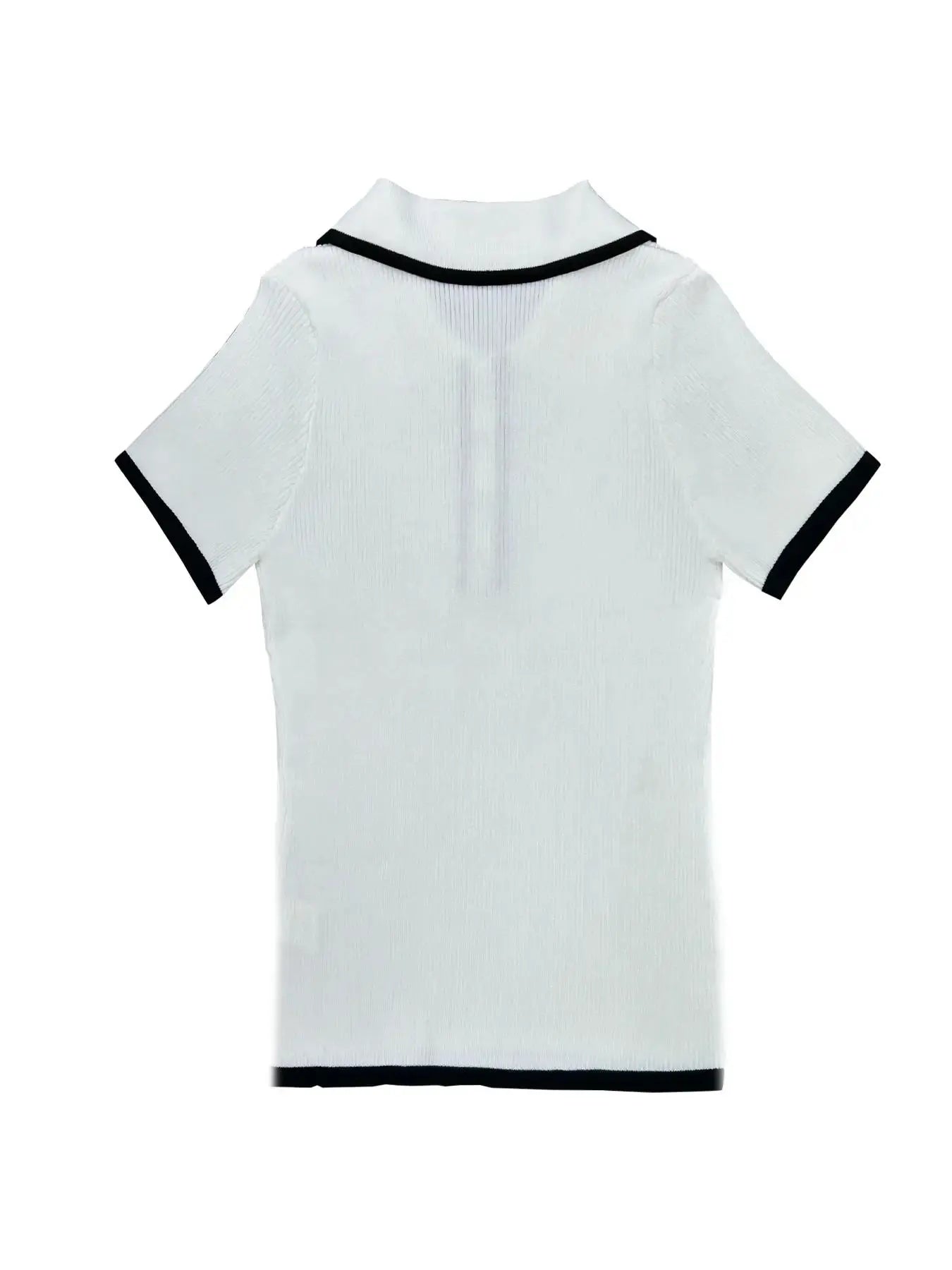 Women's Contrast Binding Polo Neck Knit Top, Casual Fit Button-Front Short-Sleeve Knitting Top for Summer, Fashion Knit Polo Shirt for Women's Daily Wear, Collared Polo Shirts, Summer Tops