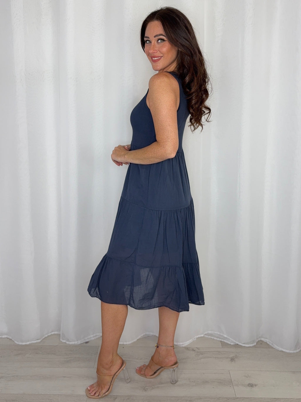 Ribbed Bodice Tiered Midi Dress (6 Colours)