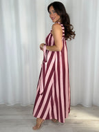 Striped Cotton Maxi Dress With Bag (4 Colours)