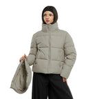 Warm Core Premium Short Puffer Jackets with Removable Hood & Optional Faux Fur Linging, Lady Casual Outerwear Longsleeves Zip Pockets Warm Quilted Coat