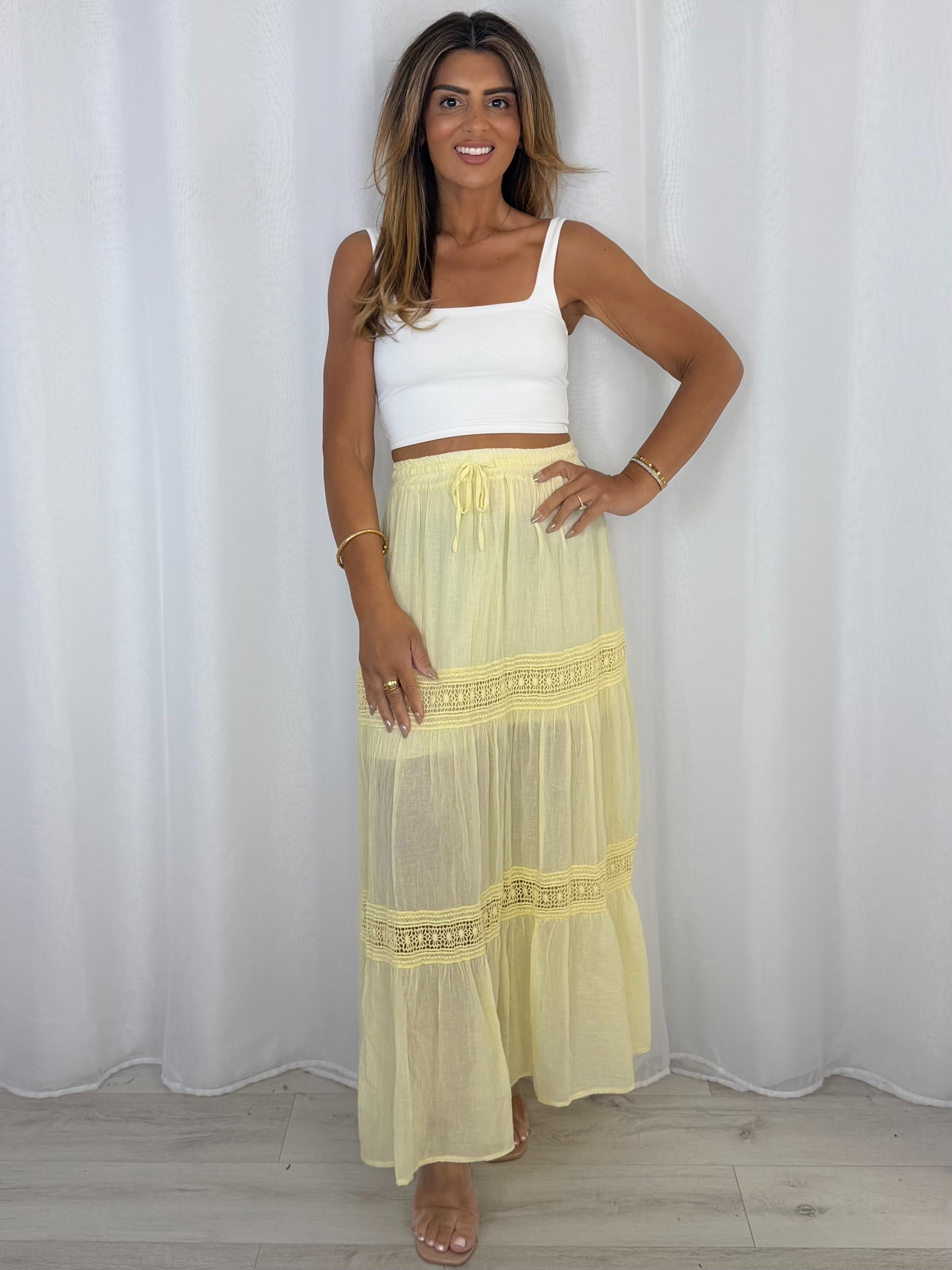Crochet Tiered Maxi Skirt (3 Colours)