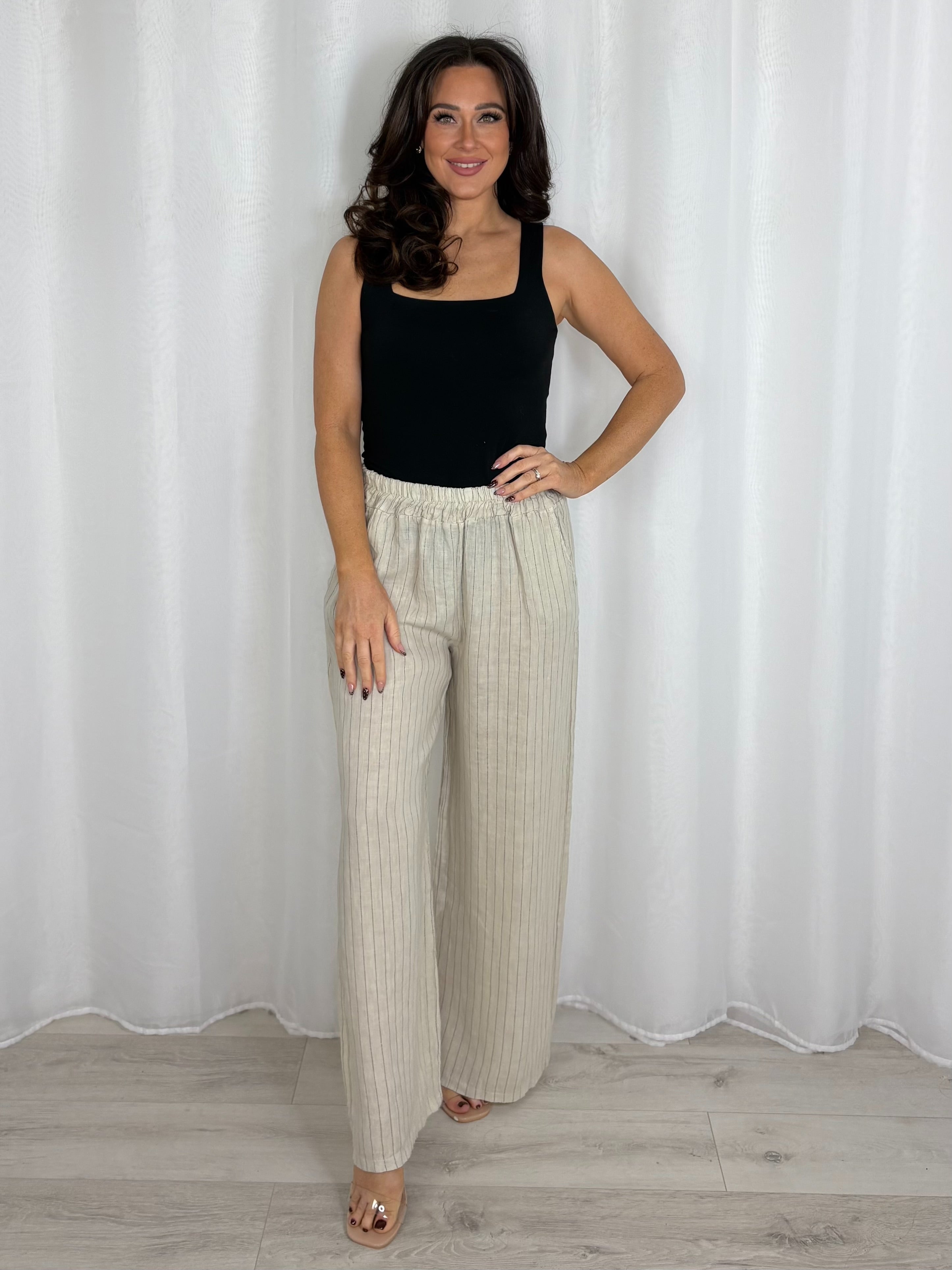 Linen Pinstripe Trousers (7 Colours)