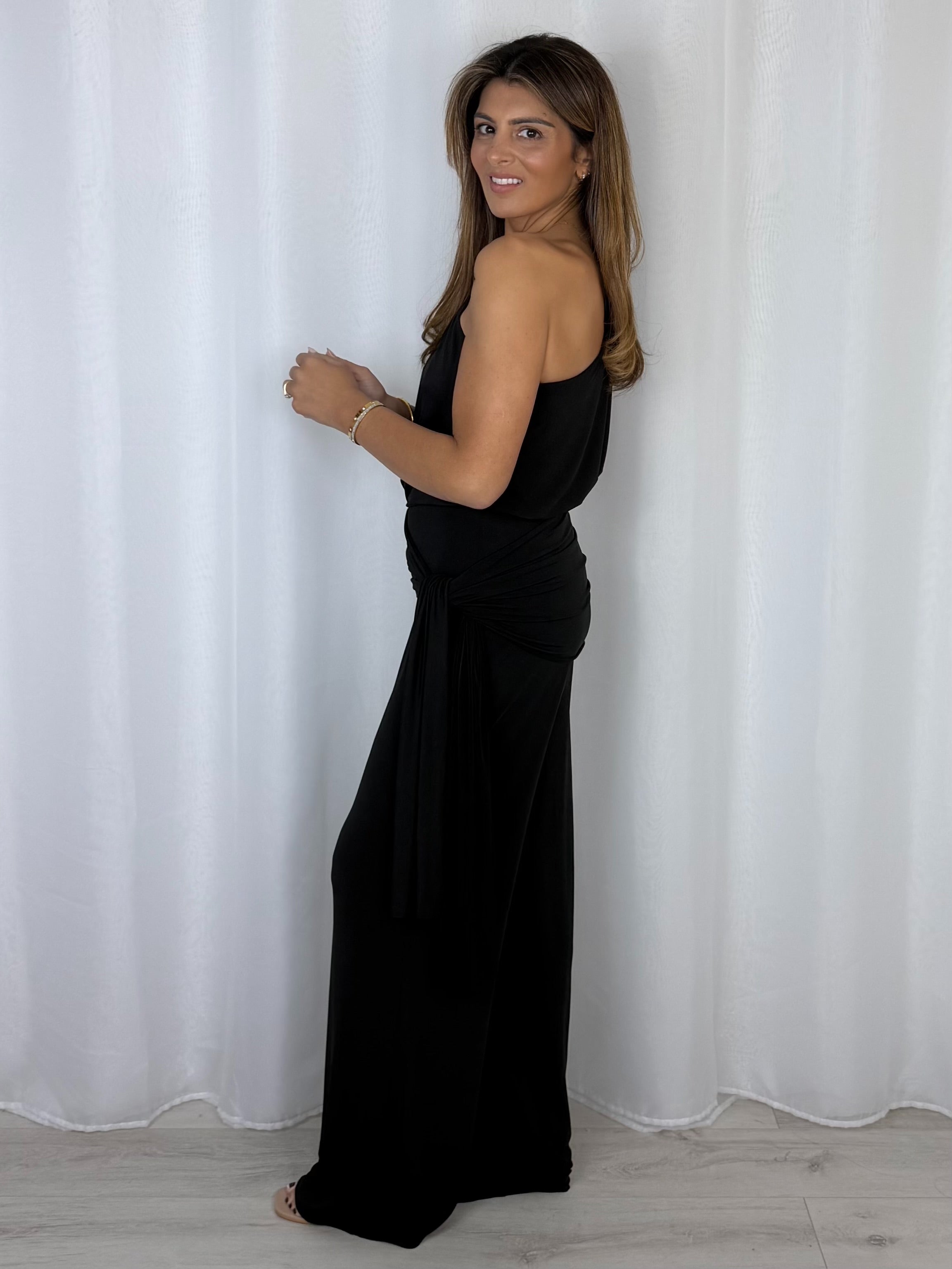 One Shoulder Draped Jumpsuit (8 Colours)