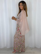 Flower Embroidered Silk Top And Trouser Co-Ord (2 Colours)