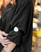 Women's Skew Neck Batwing Sleeve Tee Asymmetric Loose Cape Blouse Slit Elegant Top