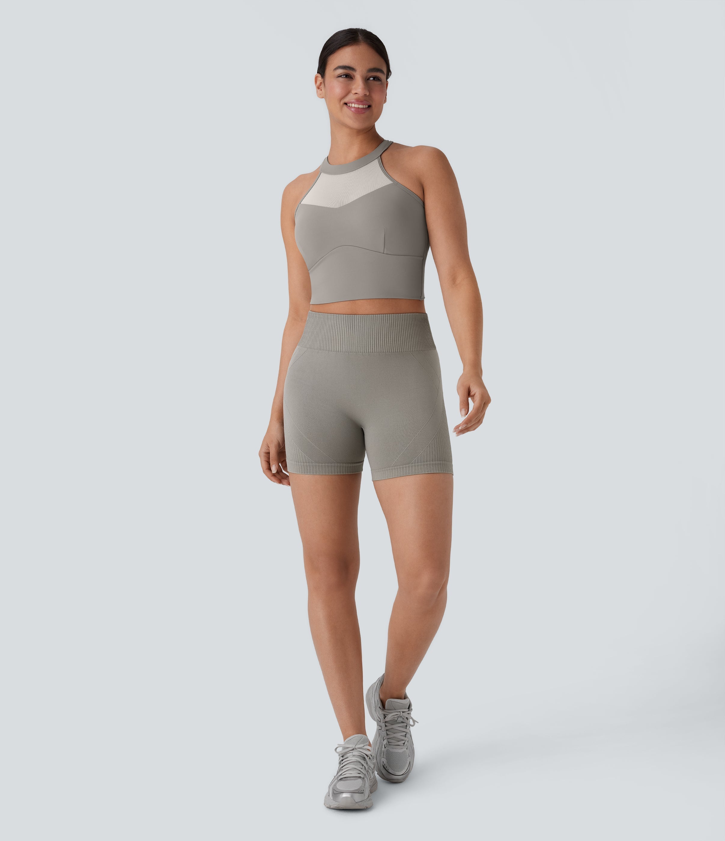Seamless Flow High Waisted Ruched Yoga Biker Shorts 4''