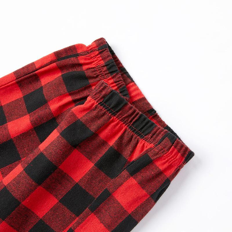 "Family Christmas 2025" Letter Printed Black & Red Plaid Family Matching Black Pajamas