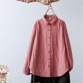 2025 New Women's Linen Cotton Casual Loose Stripe Shirt-Buy 3 Get Free Shipping