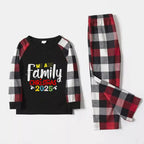 Christmas Family Matching Pajamas-Red and Gray Plaid Pjs set with "We Are Family" Christmas Slogan Print