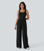 SoftlyZeroTM Airy Wide Leg Cool Touch Yoga Jumpsuit with Pockets-Easy Peezy