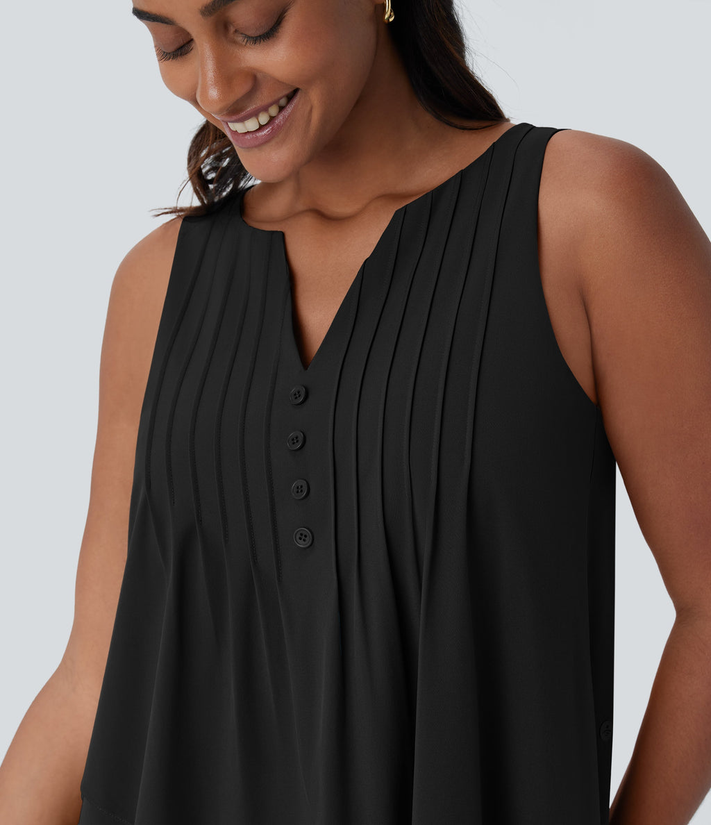 BreezefulTM V Neck Sleeveless Layered Flowy Quick Dry Midi Casual Dress