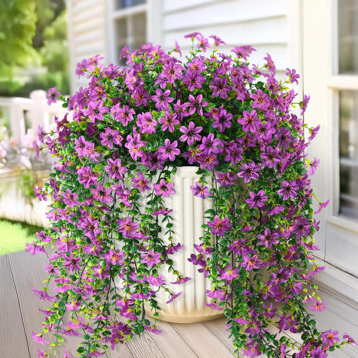 Outdoor Cascading Daisy & Eucalyptus Florals – UV Resistant (Set of 2)