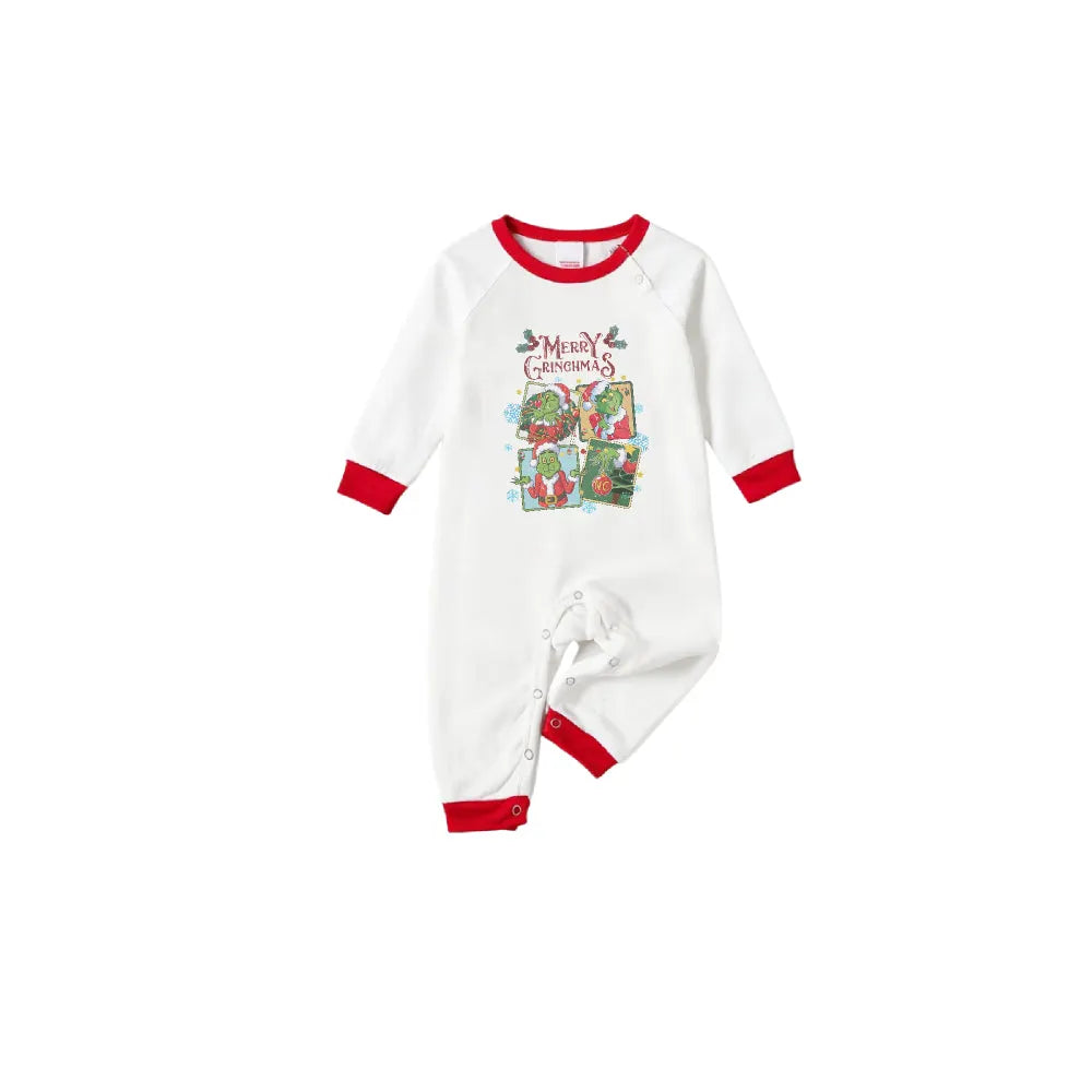 Family Christmas White Pajamas Set With Classic Christmas Character Print