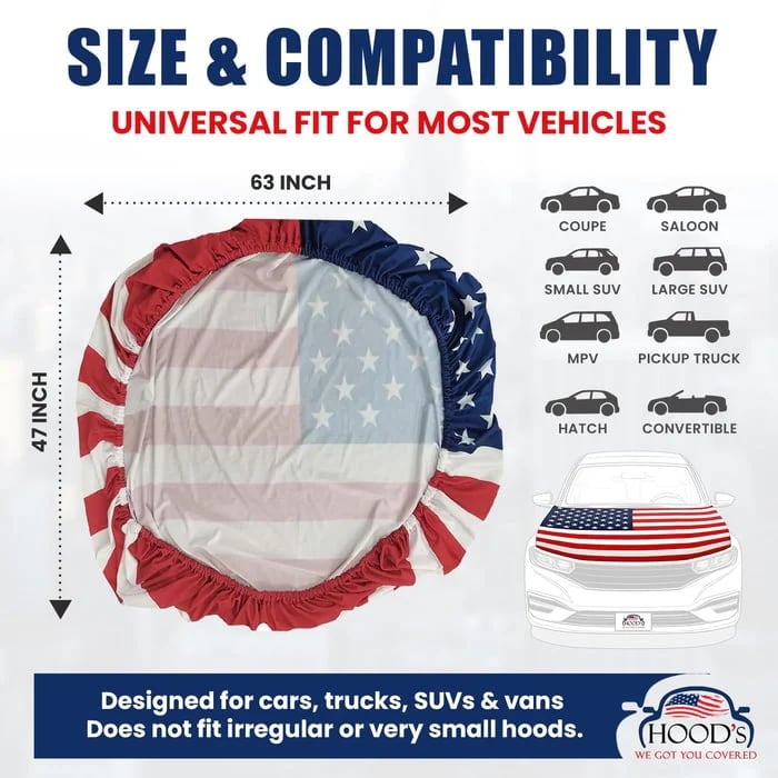 🔥65K+ Sold American Eagle Car Hood Flag Cover 🇺🇸🦅 No Glue, No Tools, Install in 1 Minute 🚗