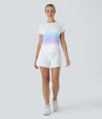 SoftlyZeroTM QuickDry Round Neck Short Sleeve Gradient Running Sports Top