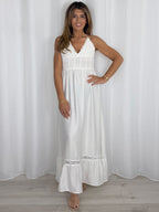 Crochet Top Cross Over Straps Maxi Dress (2 Colours)