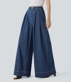 FlexTM High Waisted Wide leg Cool Touch Quick Dry Denim Casual Jeans with Pockets