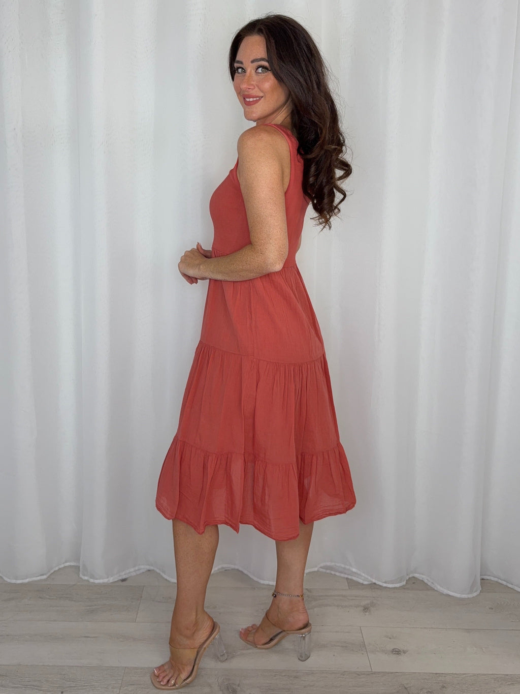 Ribbed Bodice Tiered Midi Dress (6 Colours)
