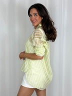 Diamante Sleeve Pinstripe Shirt (2 Colours)