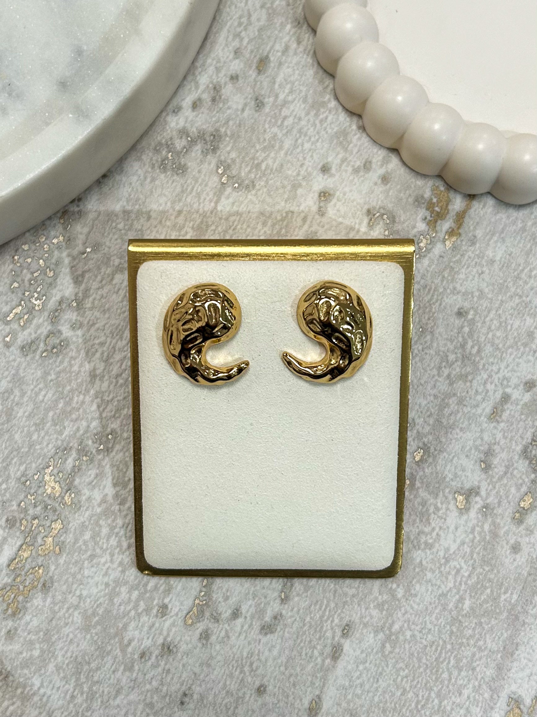Gold Hammered Stud Earrings