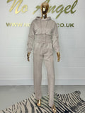 Mink Acid Wash Long Sleeve Fitted Hem Hooded Straight Leg Tracksuit