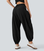 High Waisted Flap Pockets Casual Cargo Joggers
