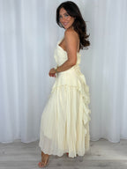 Pleated/Ruffle Detail Side Split Maxi Dress (3 Colours)
