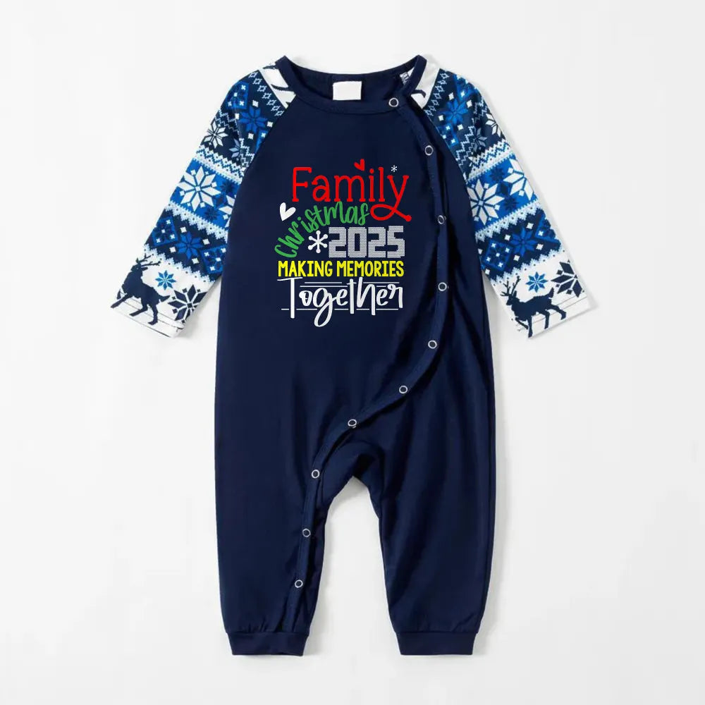 Joyful Blue Christmas Pajamas Set Featuring Christmas Cheer Text Prints