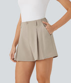 Quick Dry High Waisted Sied Pocket Golf Shorts-Golf Tee Pocket-UPF 40+
