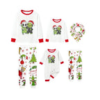 Family Christmas White Pajamas Set With Christmas Print