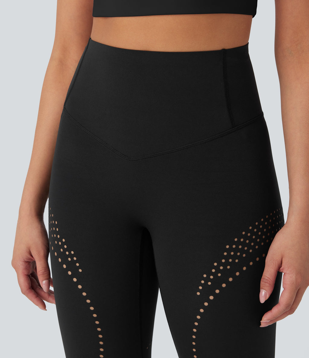 UltraSculptTM Cool Quick Dry High Waisted Tummy Control Ventilation Perforated Yoga Leggings-UPF 50+