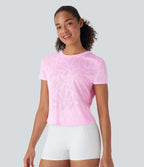 Seamless Flow Jacquard Crossover Hem Yoga Sports Top