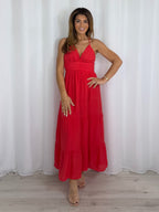 Open Back Tiered Skirt V-Neck Dress (4 Colours)