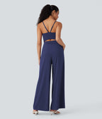 BreezefulTM Wide Leg Quick Dry Casual Slip Jumpsuit with Pockets-Easy Peezy Edition