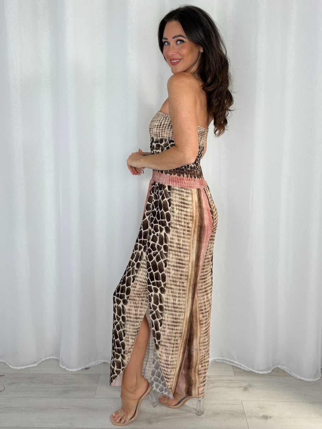 Giraffe Print Bandeau Jumpsuit (3 Colours)