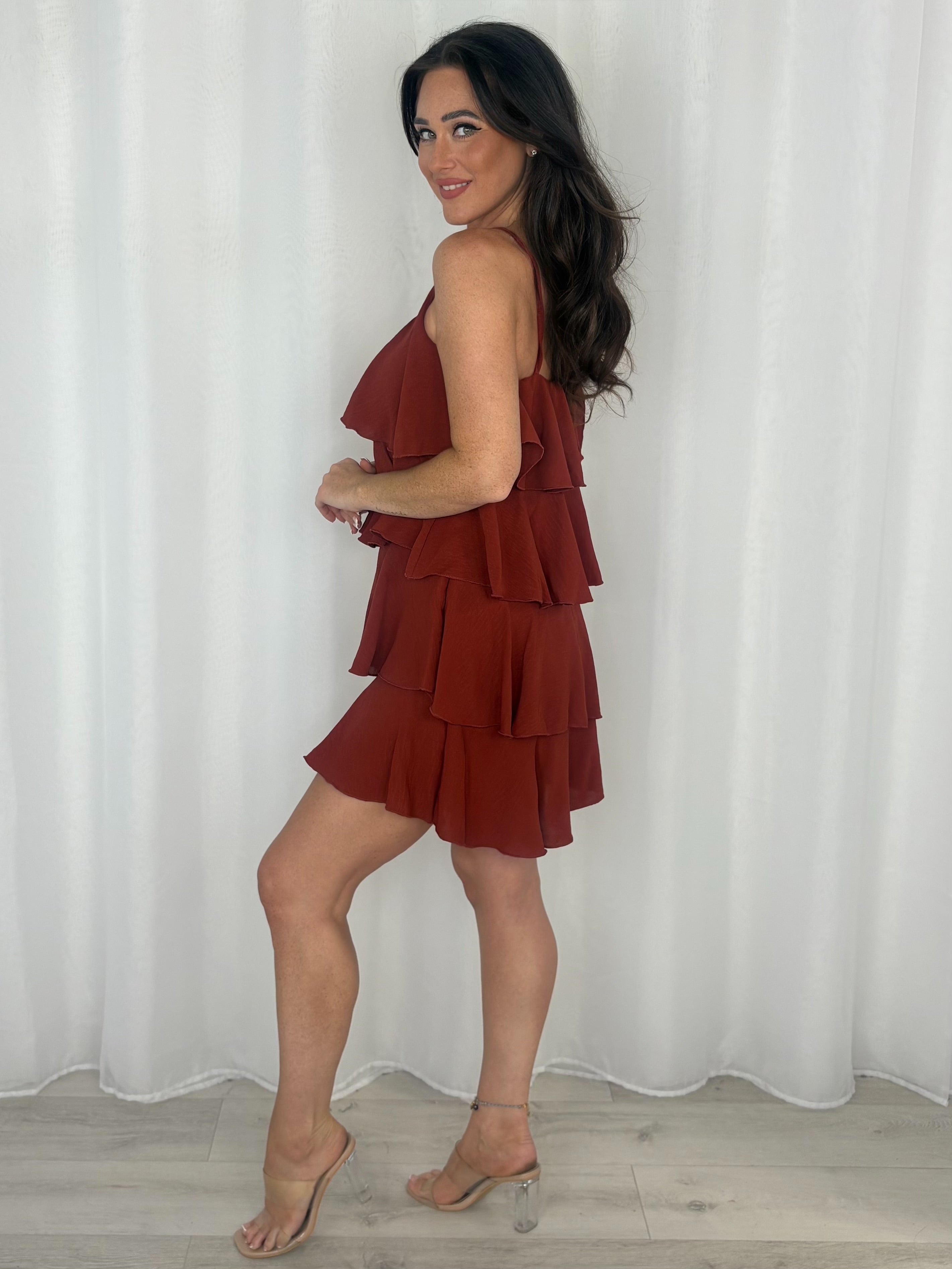 Layered Frill Strappy Midi Dress (9 Colours)
