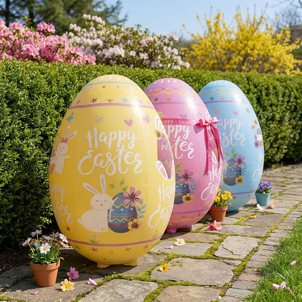 47.2" Giant Happy Easter Inflatable Egg Yard Decoration