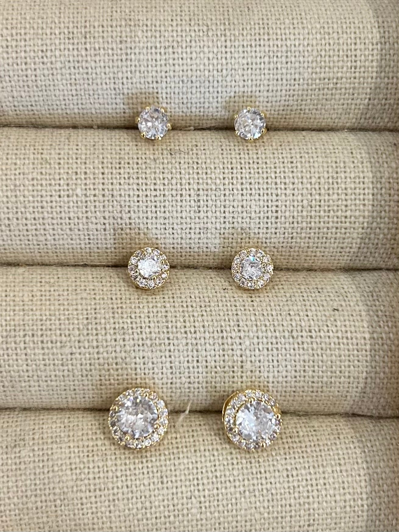 Trio Diamanté Stud Earrings Multi Pack (2 Colours)