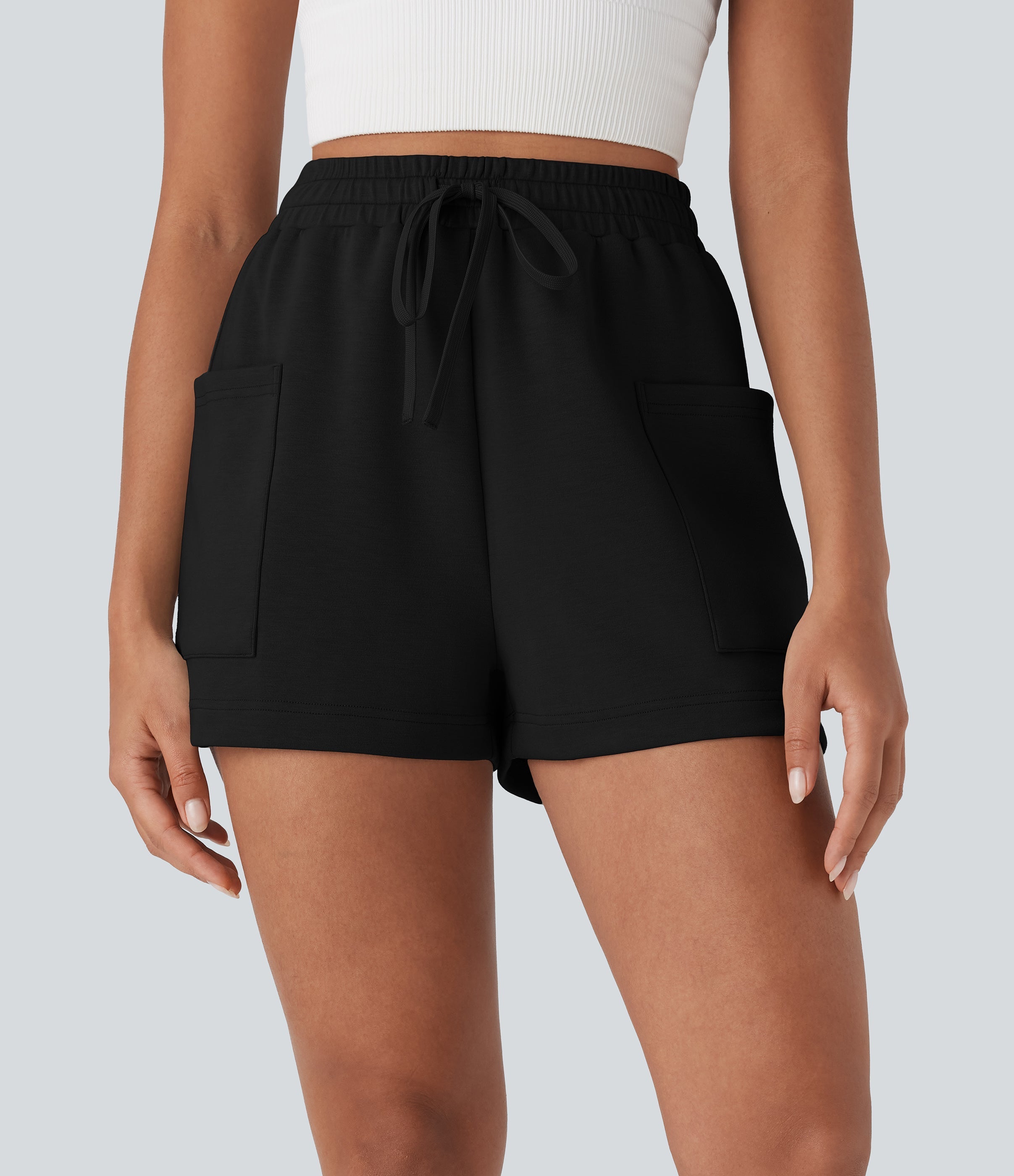 High Waisted Drawstring Casual Shorts with Pockets