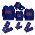 Christmas Family Matching Pajamas-Cozy Blue Pjs Set with "Christmas Crew Making Memories Together" Slogan Print