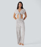 High Waisted Wide Leg Leopard Print Lounge Pants