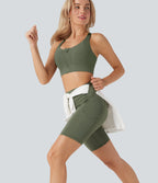 SoCinched High Waisted Tummy Control Loop Quick Dry Yoga Biker Shorts 7'' with Pockets
