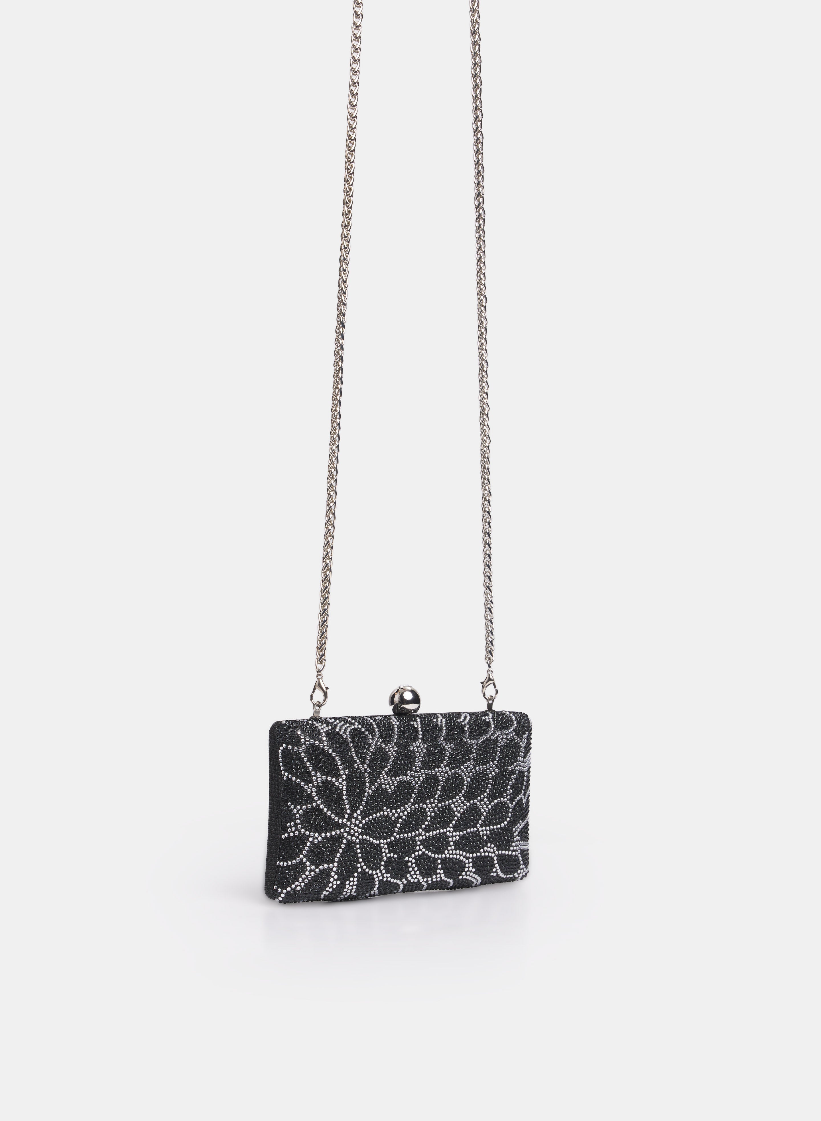 Floral Rhinestone Box Clutch