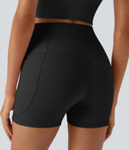 UltraSculptTM Cool Quick Dry SoCinched High Waisted Tummy Control Shaping Yoga Biker Shorts 3'' with Pockets-UPF50+