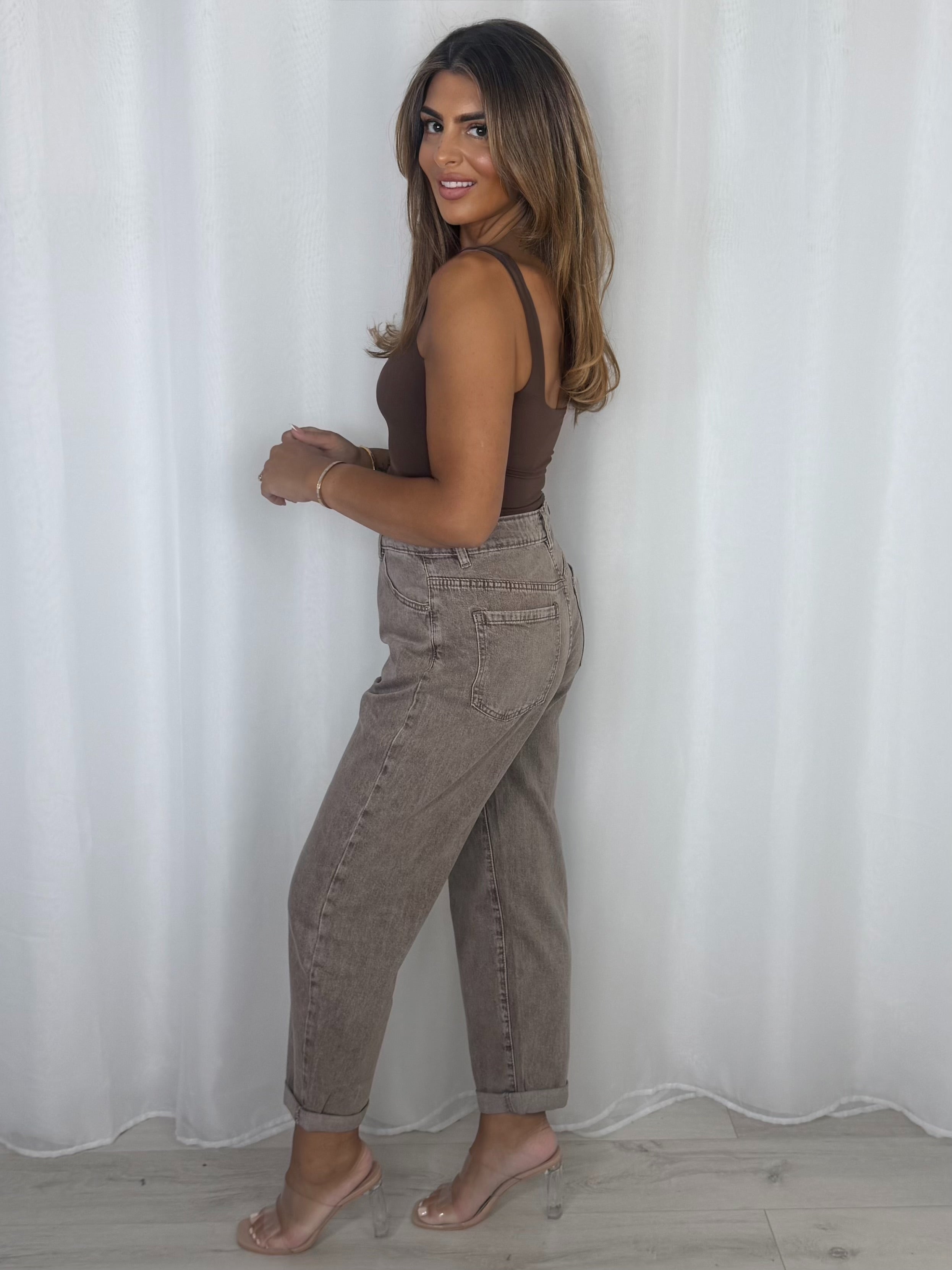 Turn Up Bottom Mom Jeans (6 Colours)