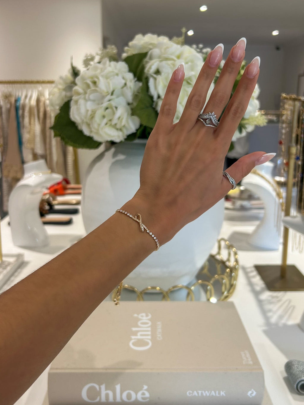 Diamante Bow Adjustable Bracelet (2 Colours)