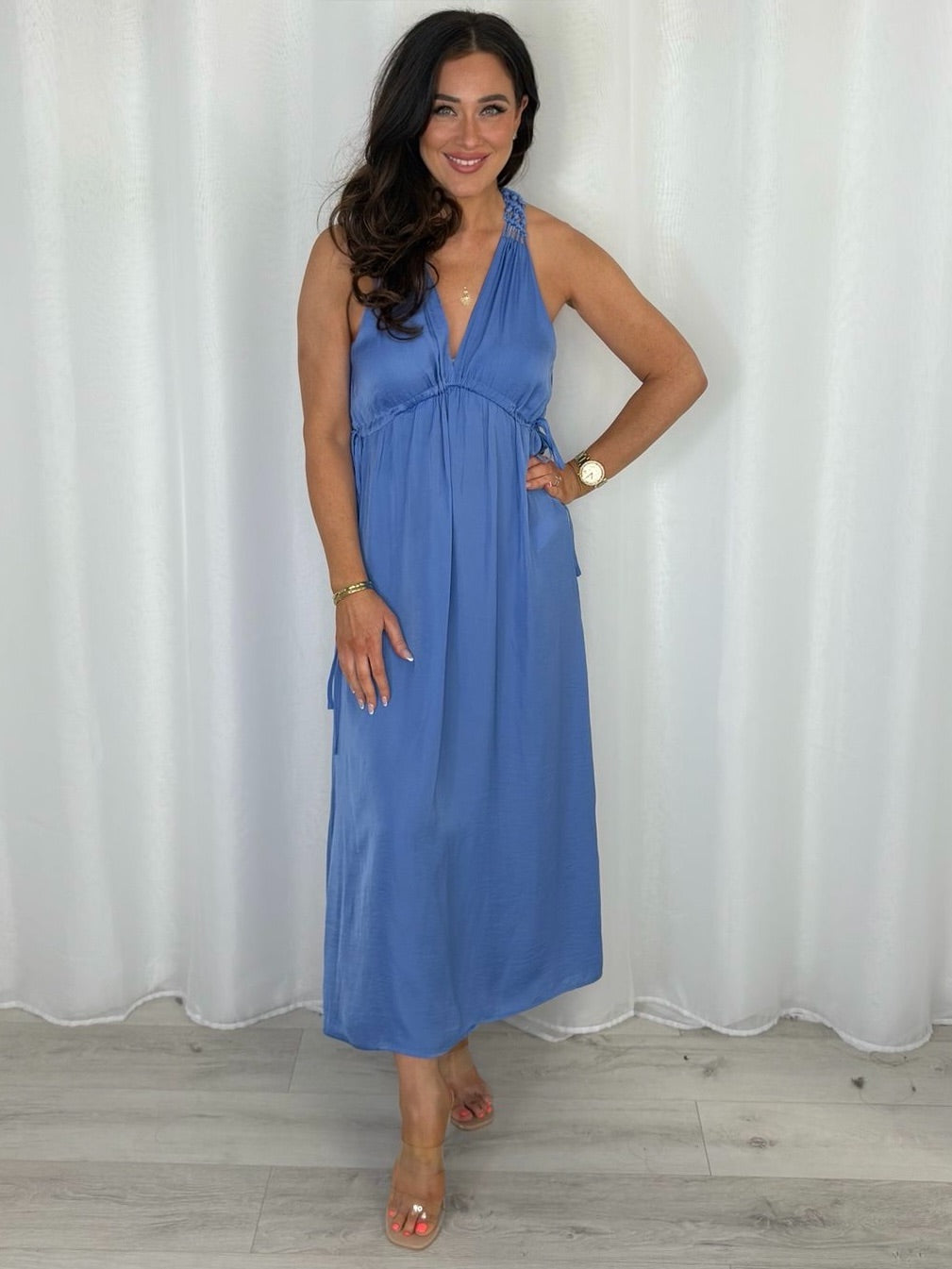 Cinched In Waist Back Rope Detail Dress (2 Colours)
