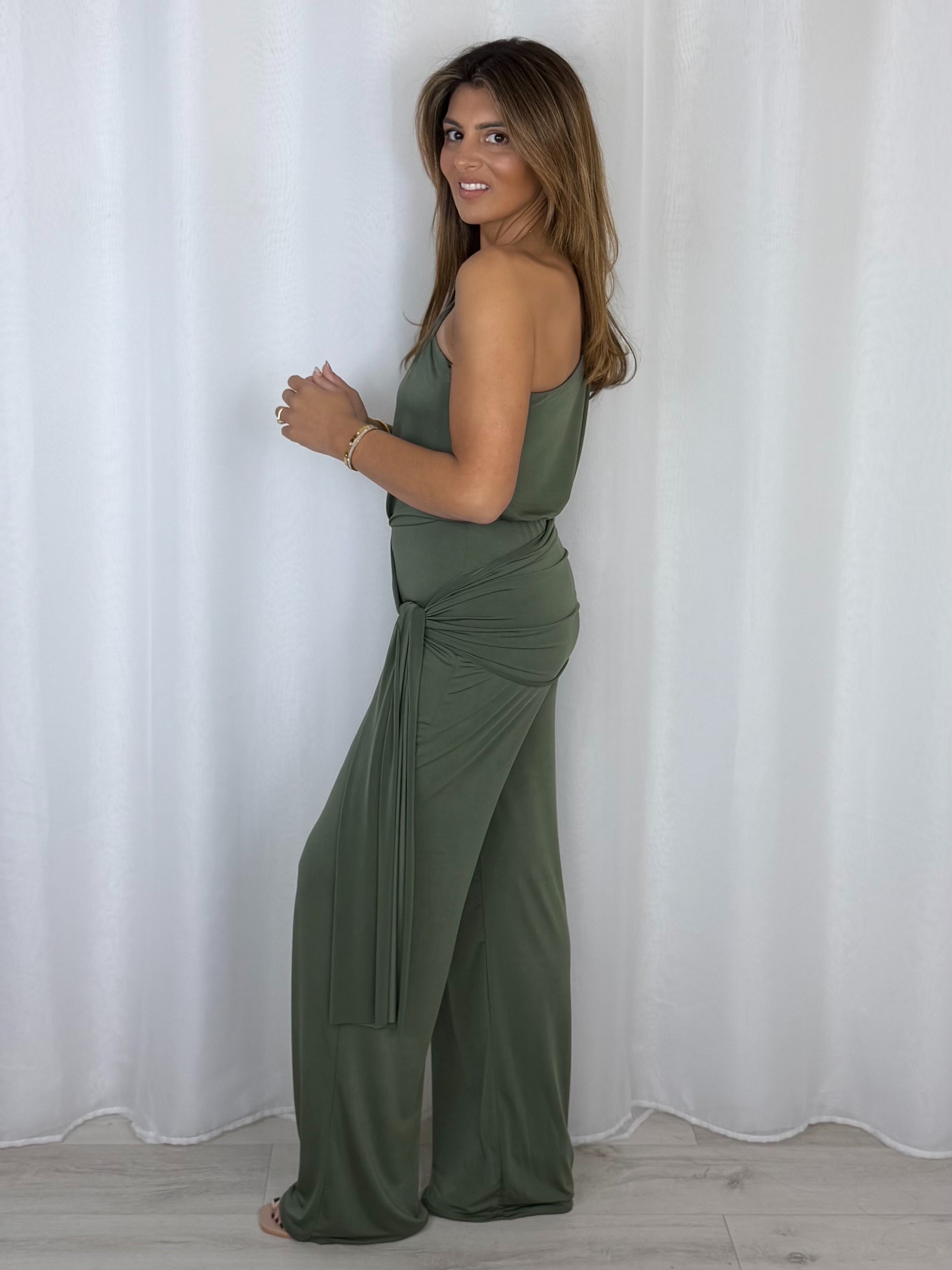One Shoulder Draped Jumpsuit (8 Colours)